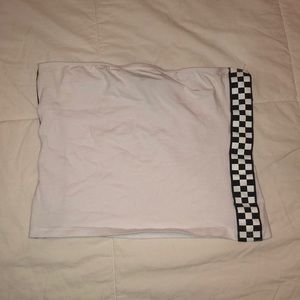 White Tube Top w/ checkered side bands